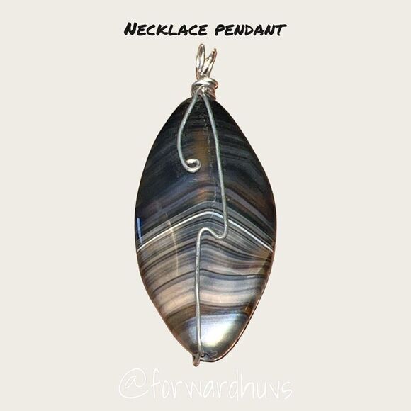 Bundle Sale 3 for $15 | Vintage Silver Tone Brown Stone Necklace Pendant - Picture 3 of 6